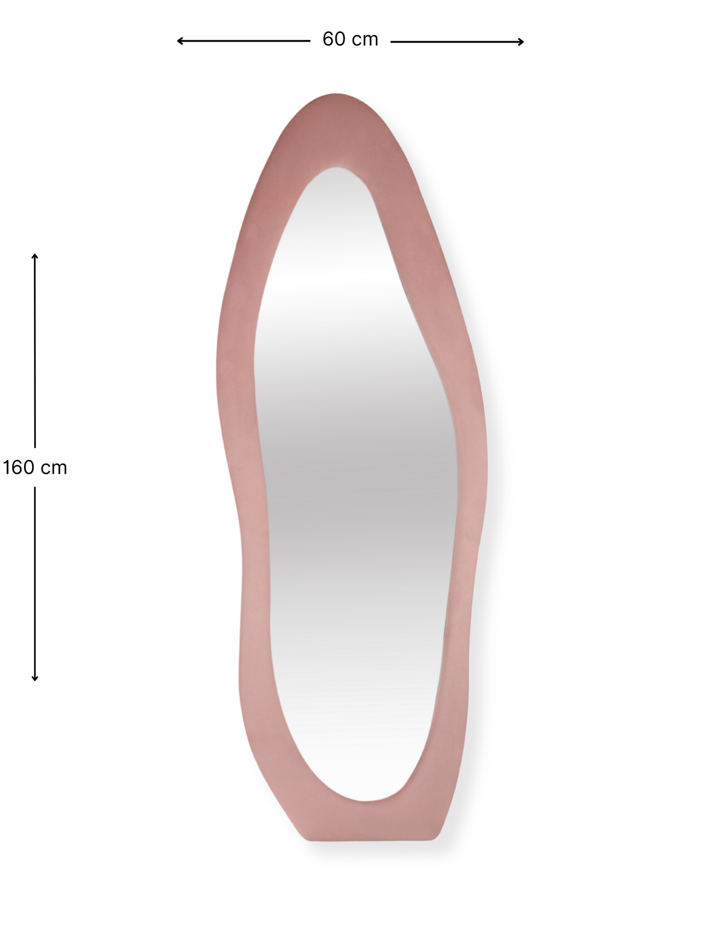 Miroir sur pied asymétrique tapissé en velours suédé Seraphina