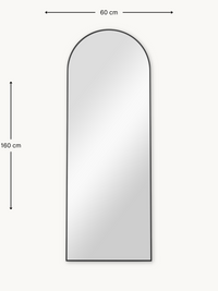 Dimension diagram of arched full-length mirror showing 160 cm height and 60 cm width annotations on white background