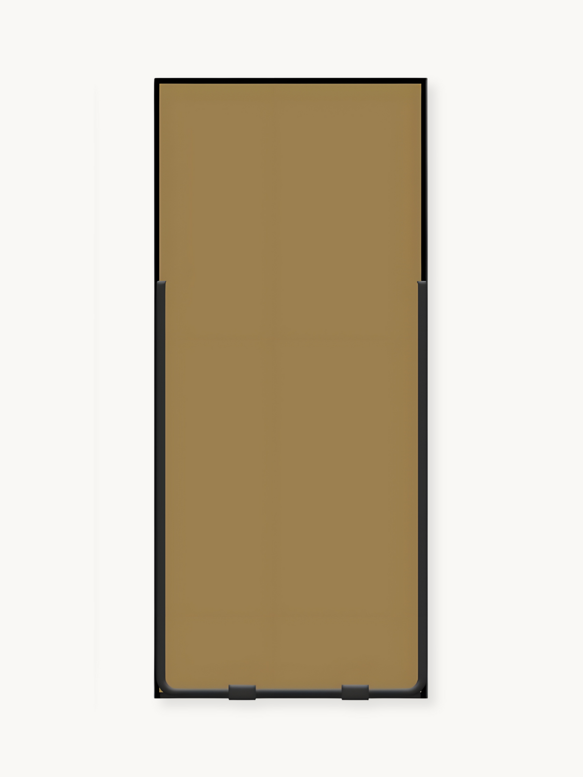 Dante standing mirror viewed from behind, showing tan back panel and black plastic floor feet against white background