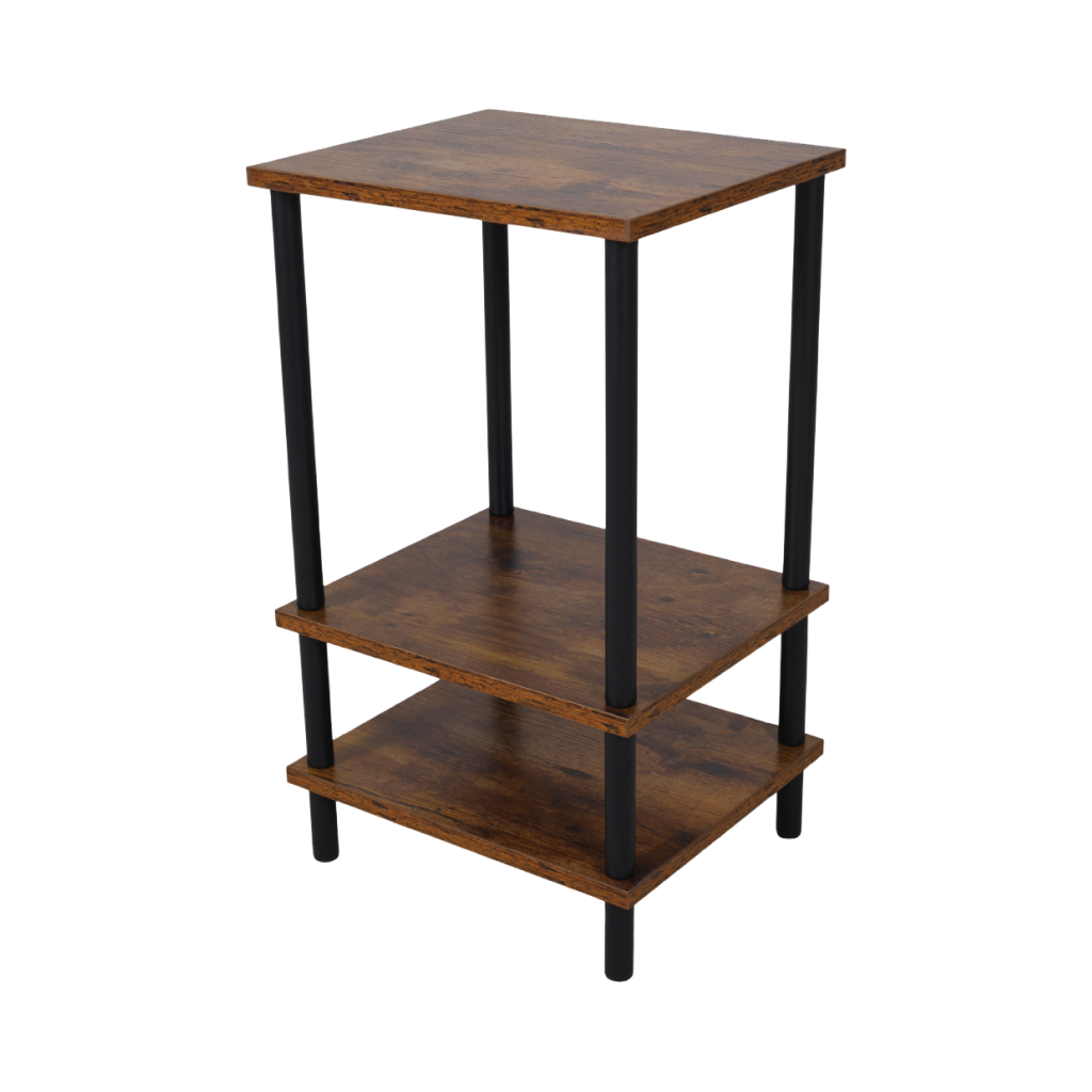 Side table with round legs and three tiers