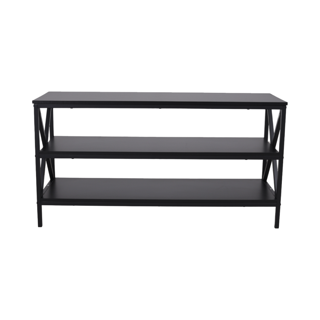 Mueble de TV vintage de madera con estructura de acero - Negro