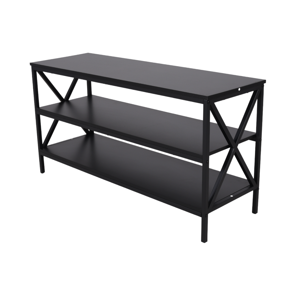 Mueble de TV vintage de madera con estructura de acero - Negro