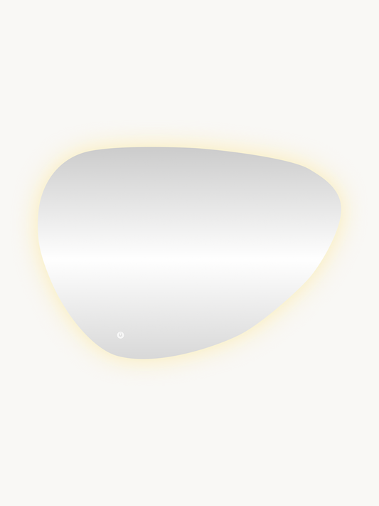 Asymmetrical bathroom mirror Marco with dimmable LED lighting