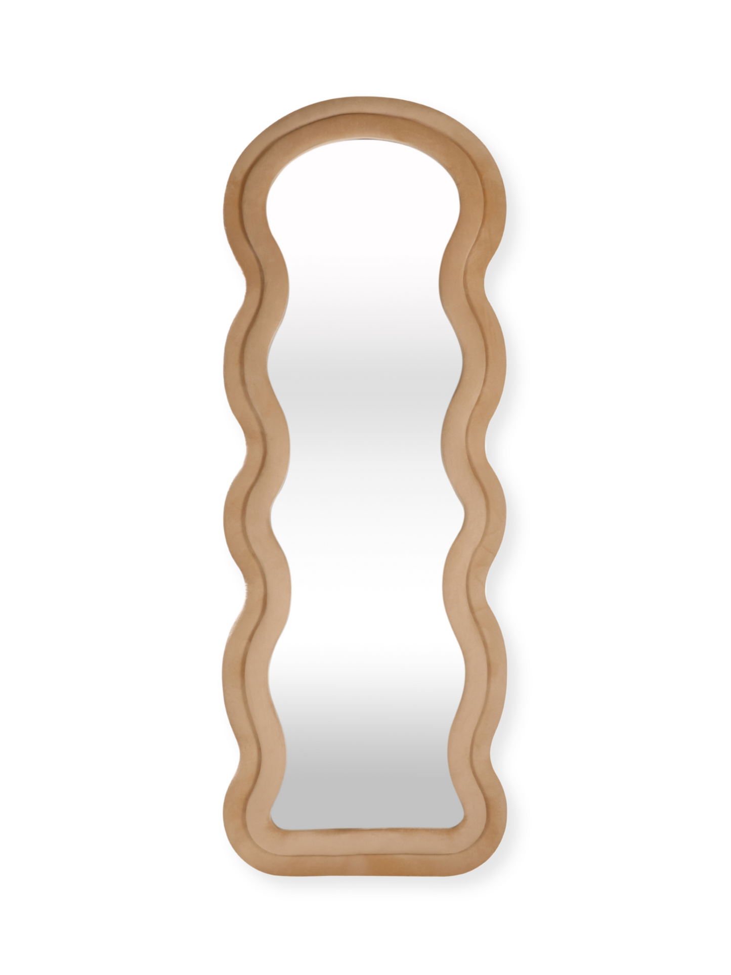 Wavy shaped suede velvet standing mirror Clara