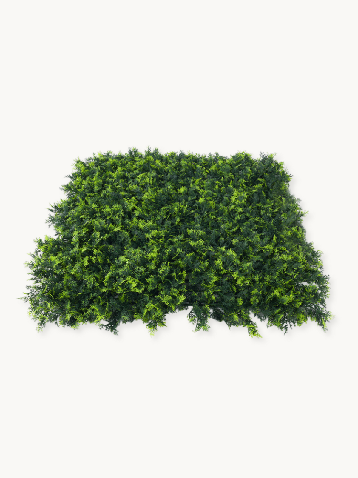 Four artificial olive green hedge panels arranged in a 2×2 grid forming a 1 m² green wall, front view on white background