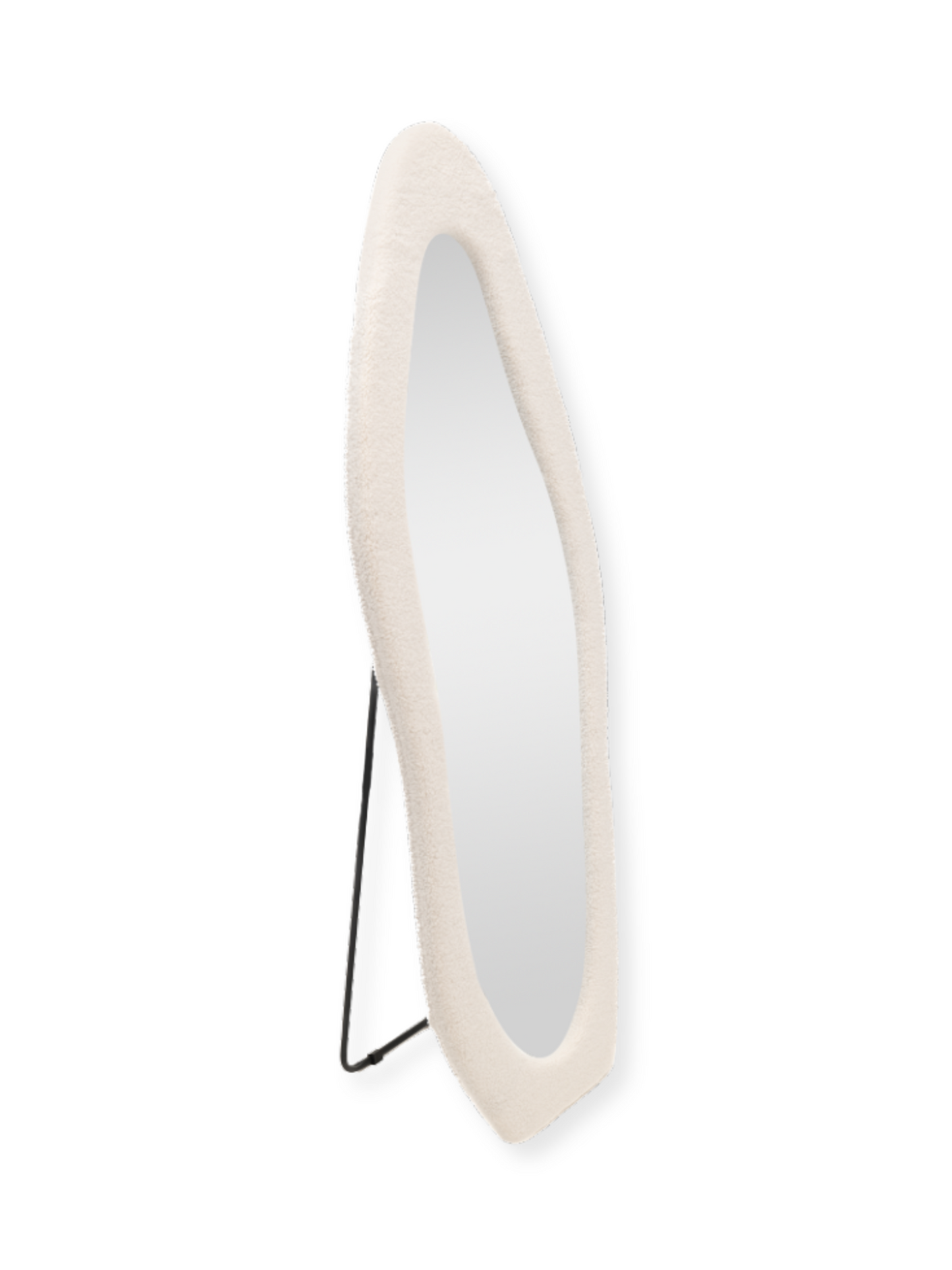 Miroir sur pied asymétrique teddy rembourré Seraphina