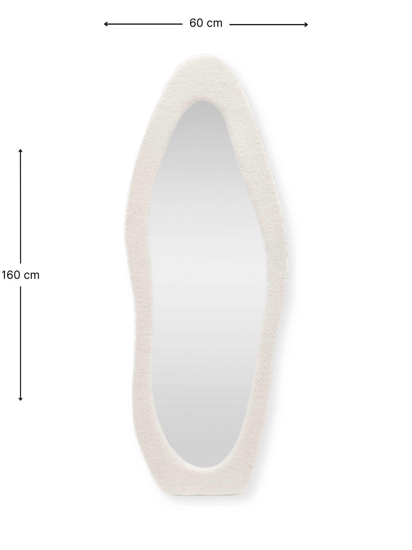 Miroir sur pied asymétrique teddy rembourré Seraphina