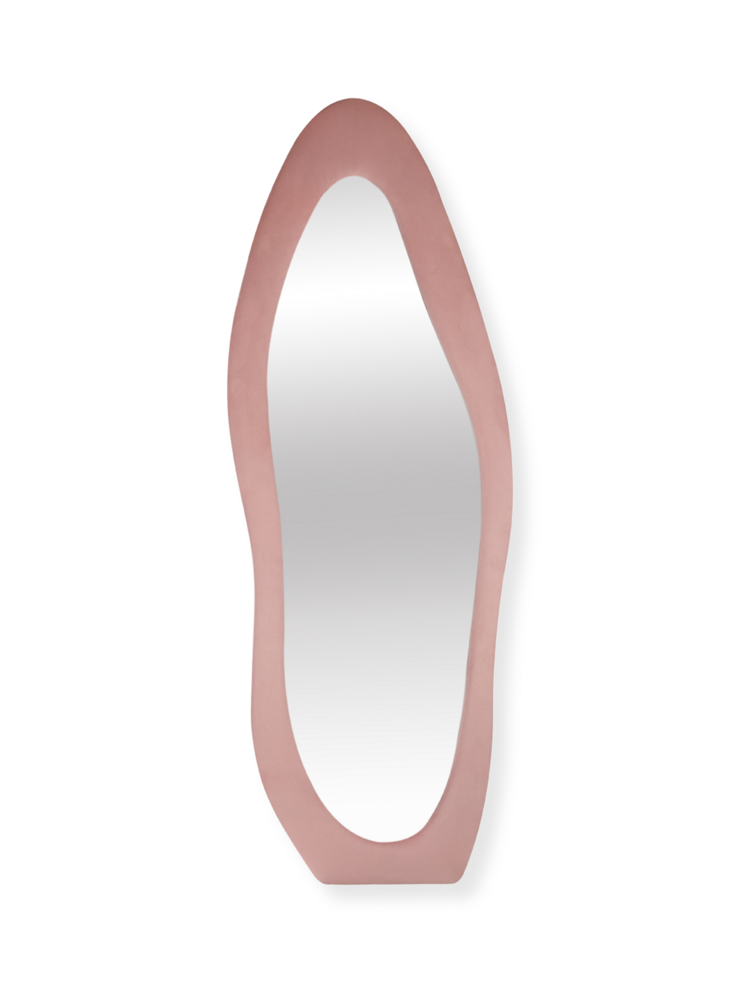 Miroir sur pied asymétrique tapissé en velours suédé Seraphina