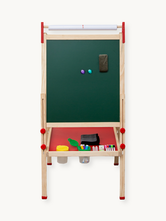 Kids wooden easel with chalkboard and whiteboard