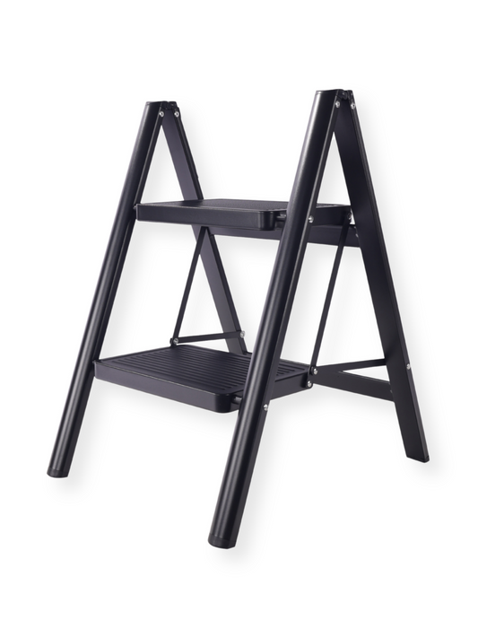 Taburete de cocina plegable de 2 escalones con antideslizante.