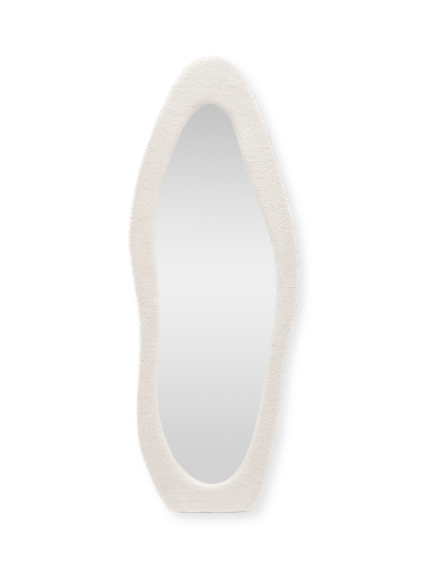 Miroir sur pied asymétrique teddy rembourré Seraphina