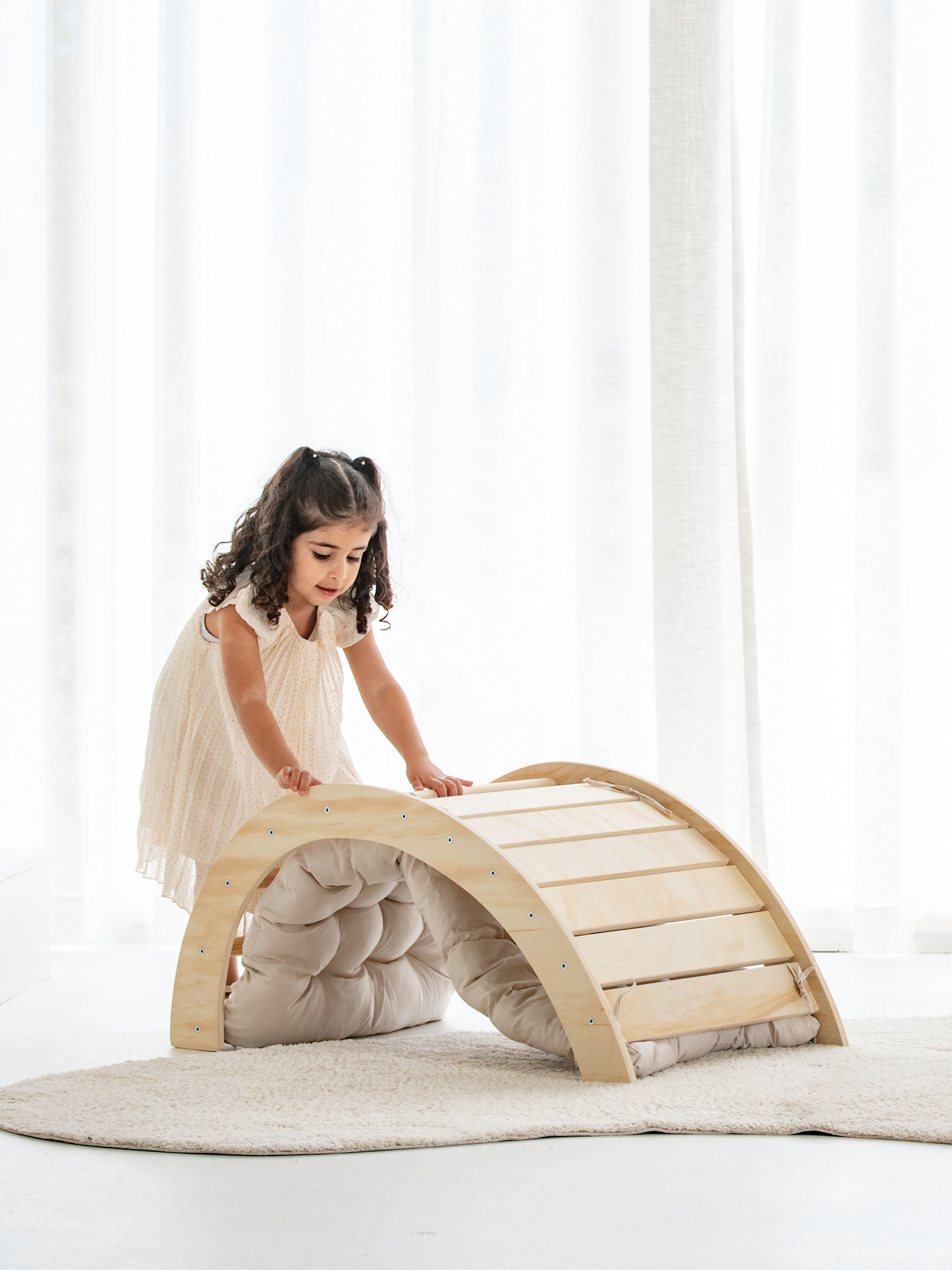 2-in-1 houten Montessori-klimboog met kussen