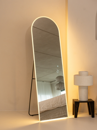 Oval frameless standing mirror Ophelia with LED lighting