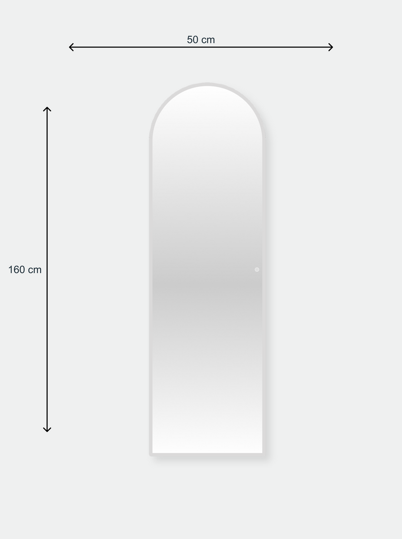 Oval frameless standing mirror Ophelia with LED lighting