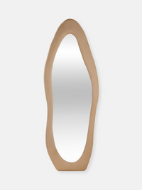 Asymmetrical standing mirror Seraphina with suede velvet upholstery