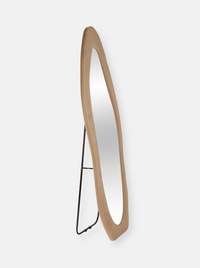 Asymmetrical standing mirror Seraphina with suede velvet upholstery