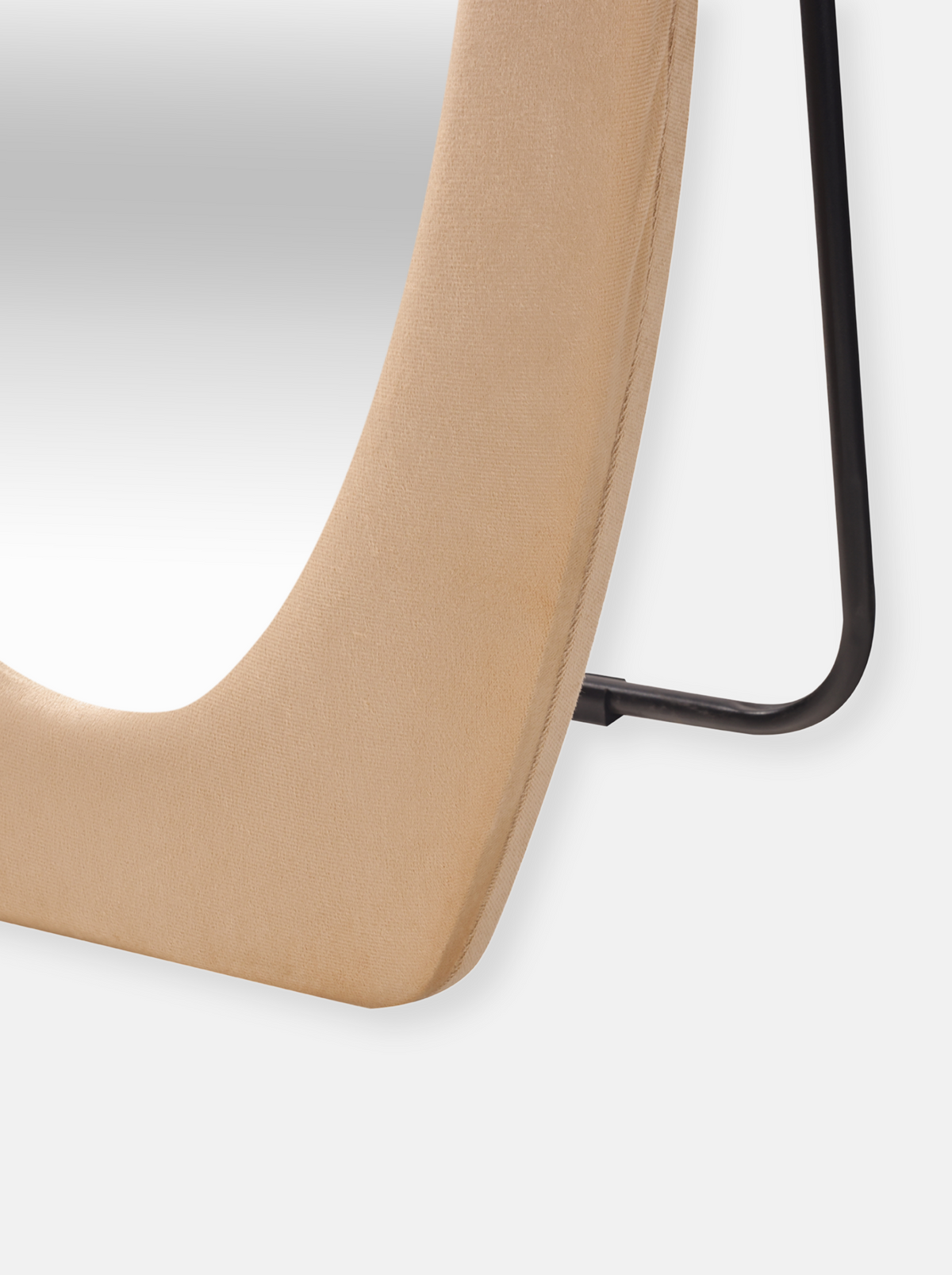 Asymmetrical standing mirror Seraphina with suede velvet upholstery