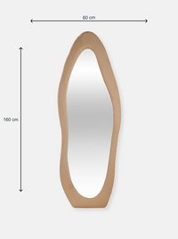 Asymmetrical standing mirror Seraphina with suede velvet upholstery