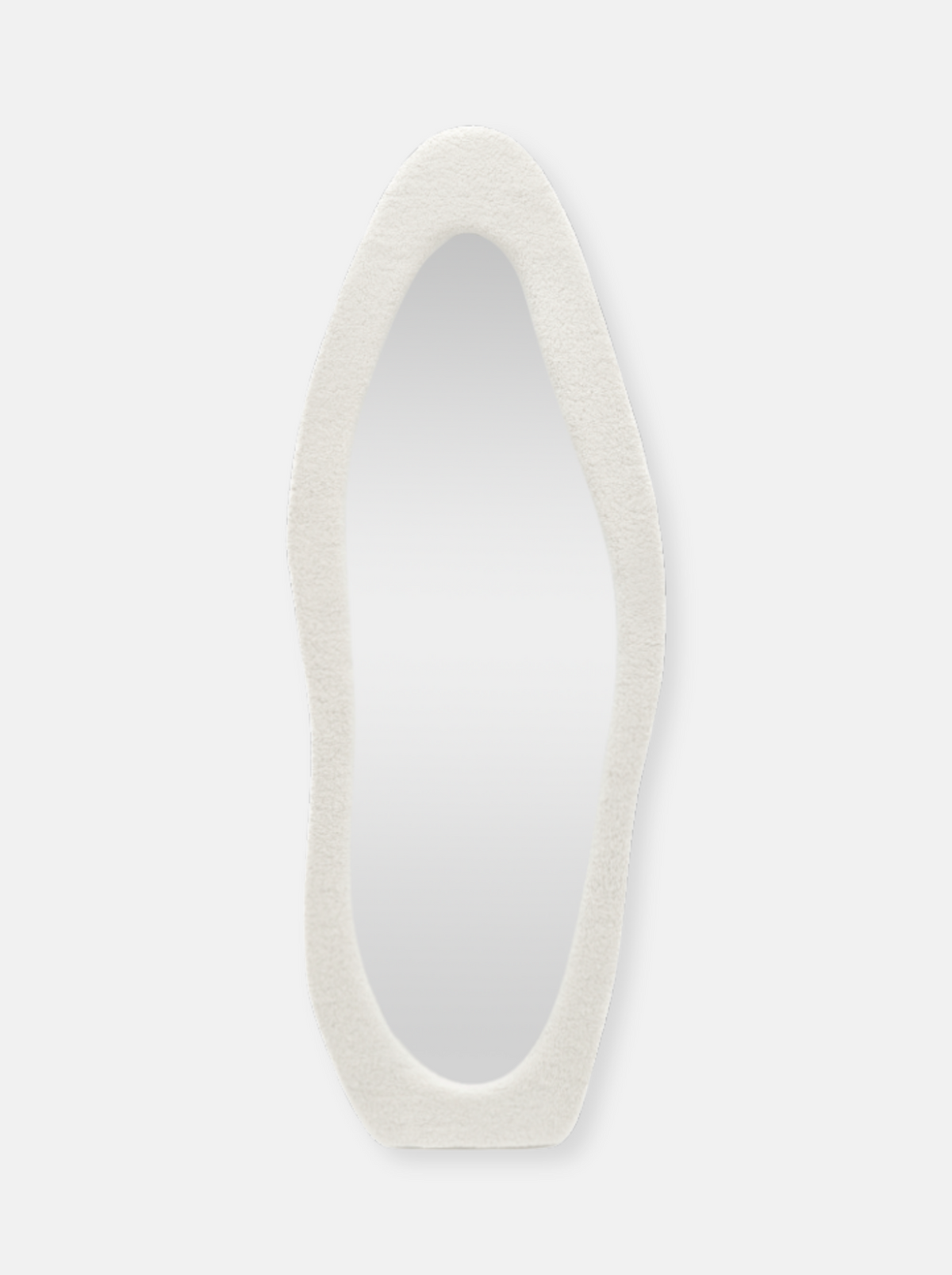 Asymmetrical standing mirror Seraphina with suede velvet upholstery