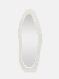 Asymmetrical standing mirror Seraphina with suede velvet upholstery