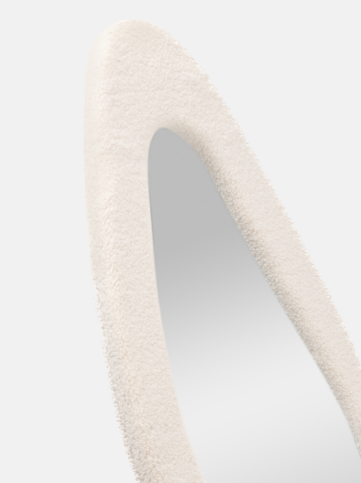 Asymmetrical standing mirror Seraphina with suede velvet upholstery