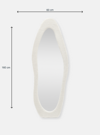 Asymmetrical standing mirror Seraphina with suede velvet upholstery
