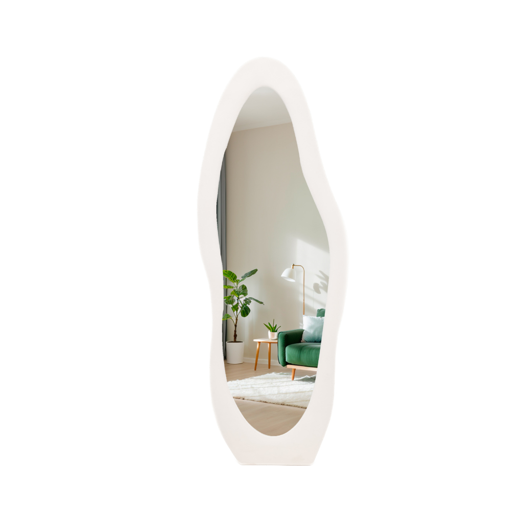 Upholstered Standing Mirror Shaped 160x60 cm - White