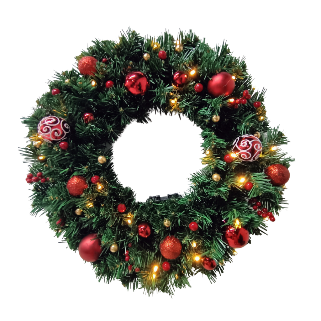 Christmas wreath for indoor/outdoor use with lighting