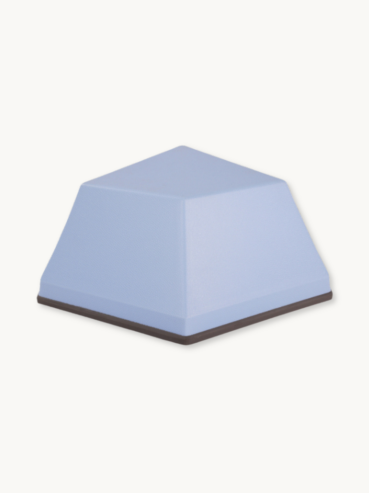 Light blue hexagonal balance stone, large size, angled view showing faceted top and dark non-slip base.