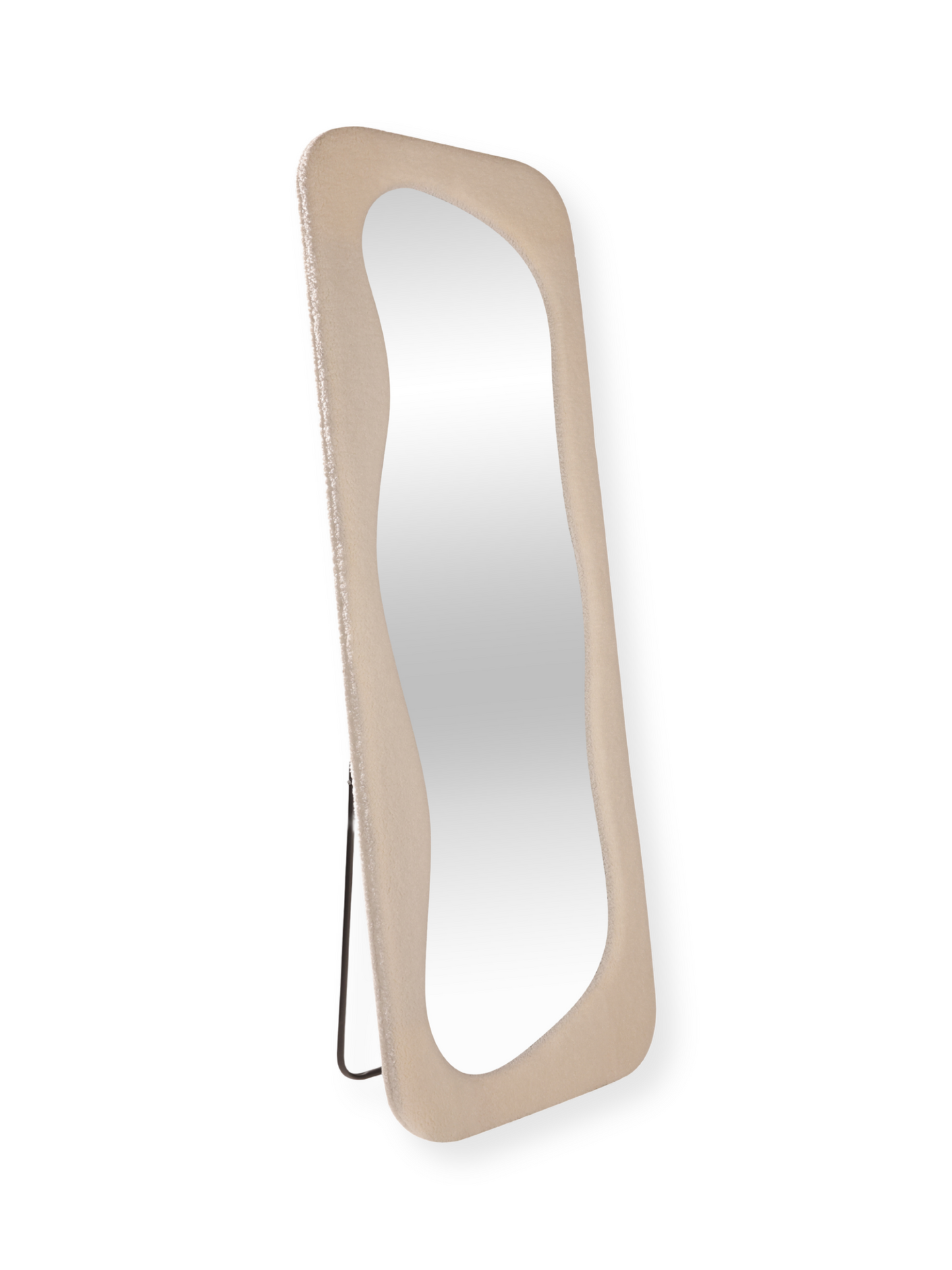 Asymmetrische met teddy beklede staande spiegel Felis