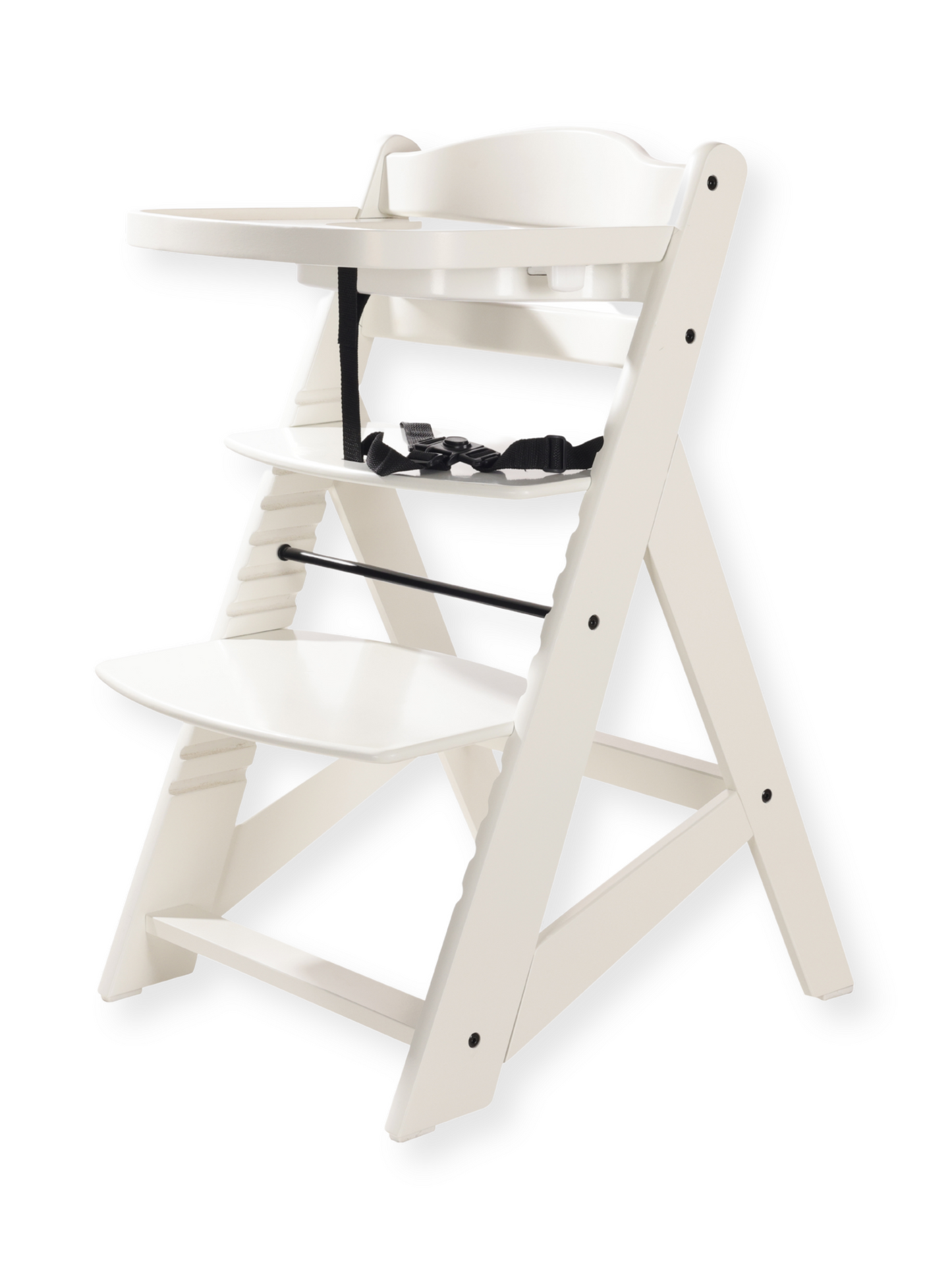 Wooden children's chair with tray and cushion