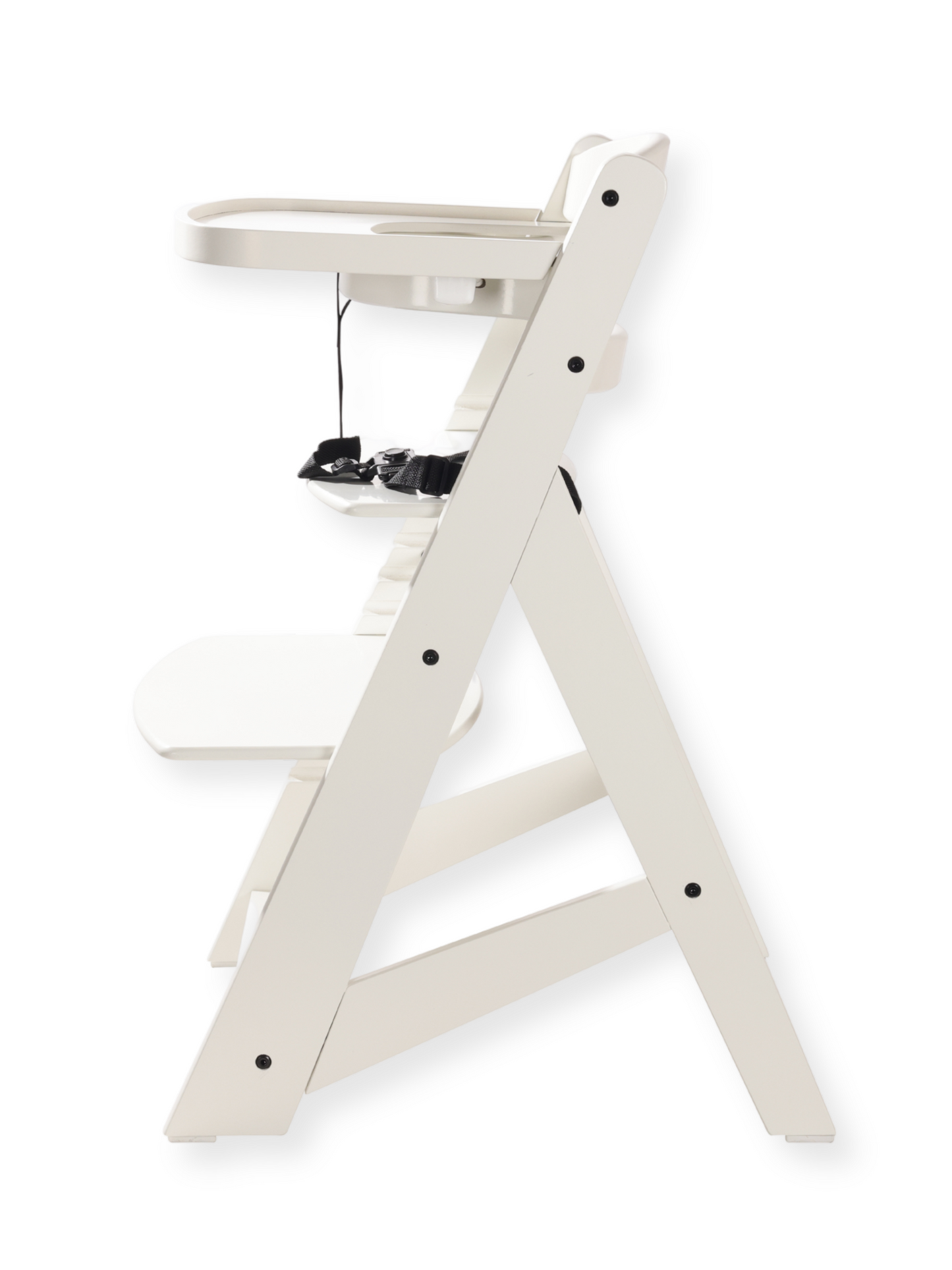Wooden children's chair with tray and cushion