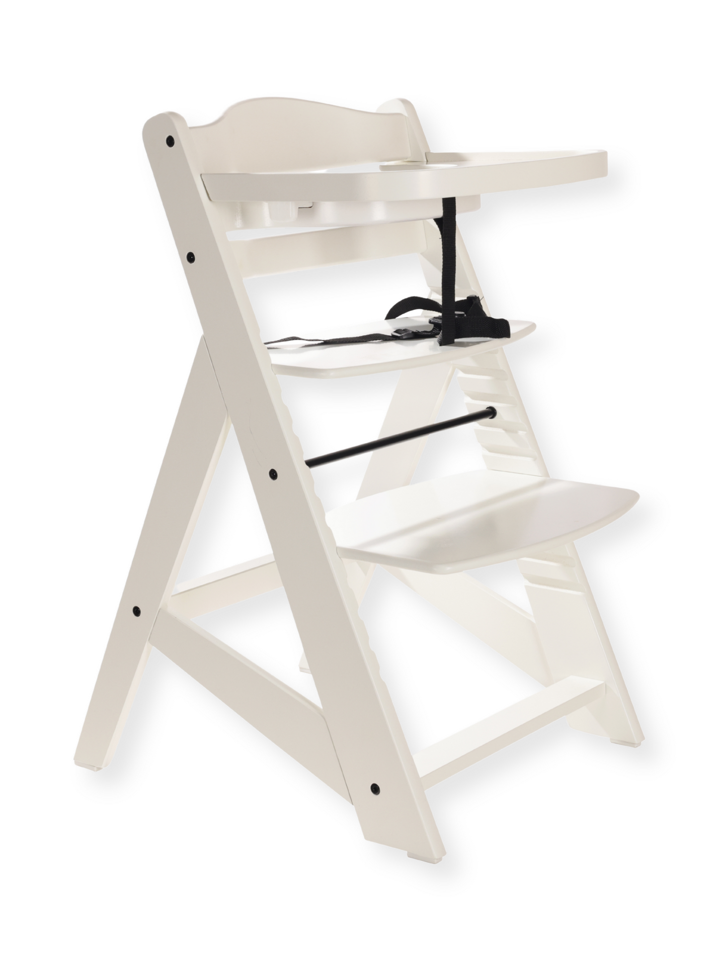 Wooden children's chair with tray and cushion