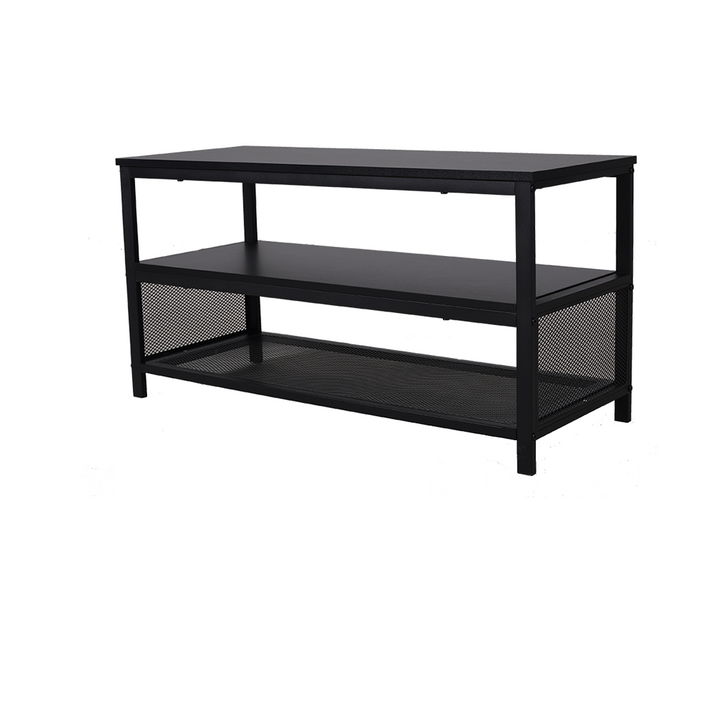 TV cabinet/shoe bench wooden three-layer shelf with net