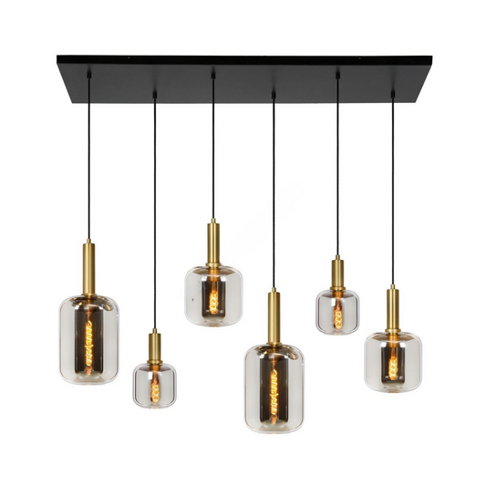 Pendant lamp Solis in gold with 6 lights