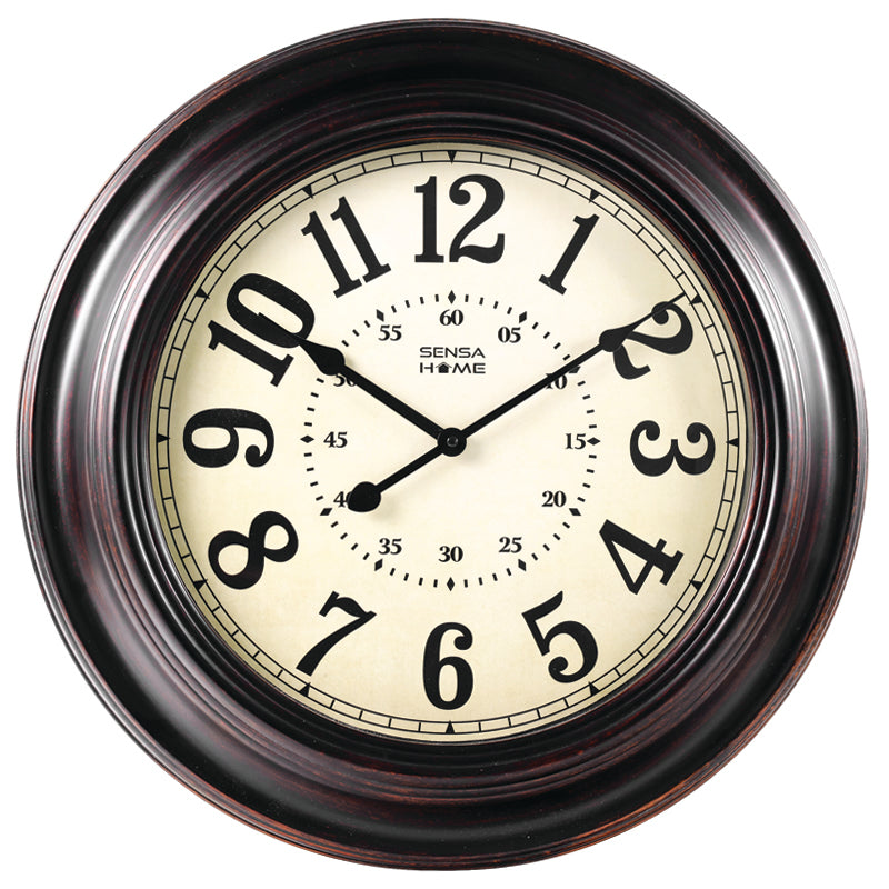 Sensahome Wanduhr – klassische Wanduhr mit geräuschlosem Uhrwerk – ländliches Design – 58 cm