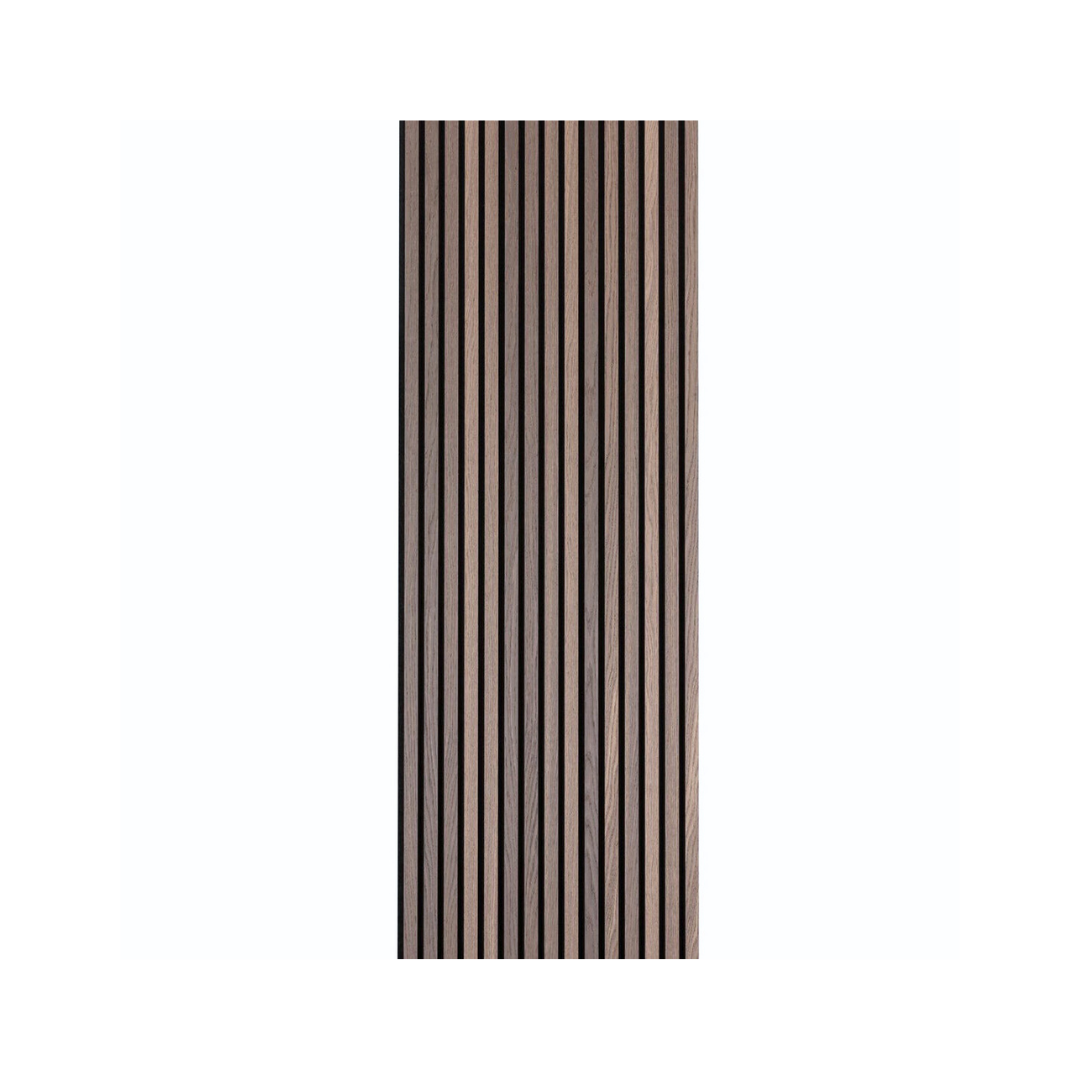 SensaHome Akupanels - Set med 3 - Högkvalitativa träpaneler - Akustiska väggpaneler - TRÄ Paneler - Tillverkad av äkta trä - Träfaner på svart filt - 260x60cm - tvättad brun