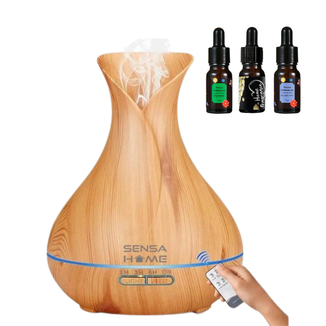 El difusor de aromas ZEN400 incluye 3 botellas de aceites esenciales.