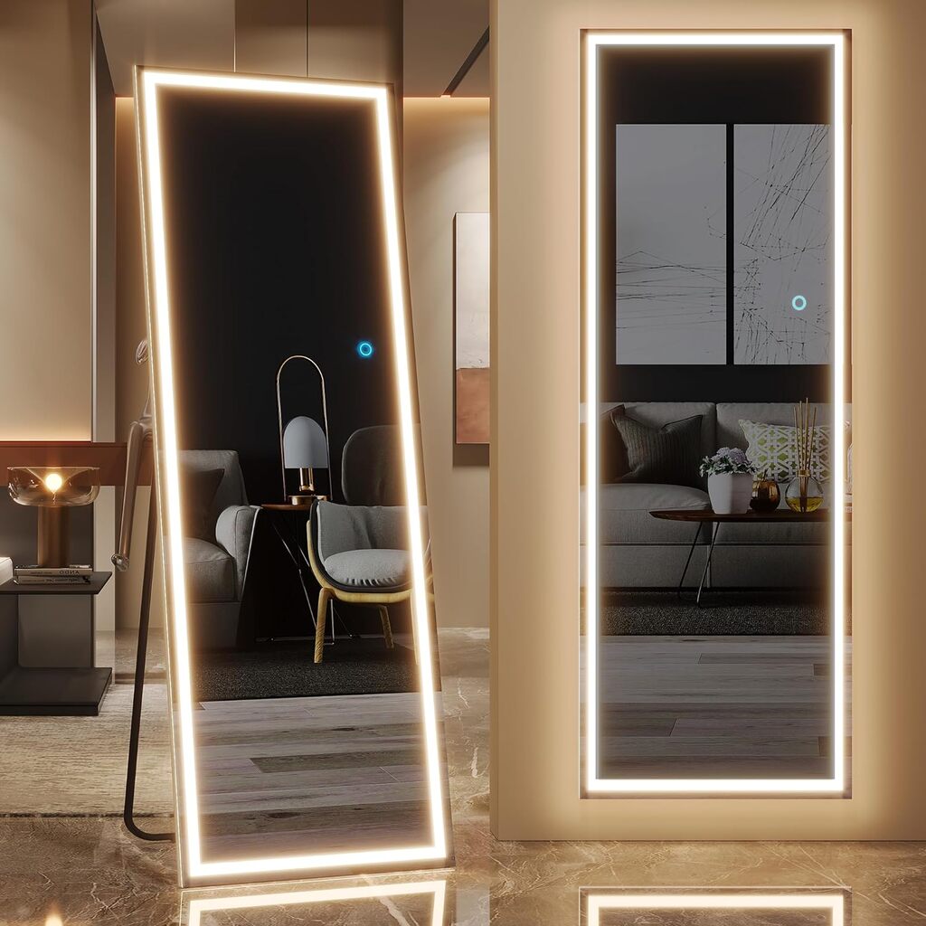 Stående spegel med LED-belysning - 50x160cm