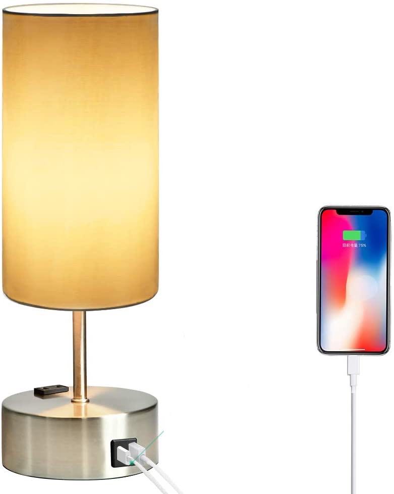 SensaHome Bordlampe - Dæmpbar med berøringsfunktion - Inkluderer 2 USB-porte til opladning af telefoner - E27 Bordlampe / Bordlampe / Soveværelseslampe - Soveværelsesbelysning - Natlampe - Koldt/varmt lys 14x14x40cm