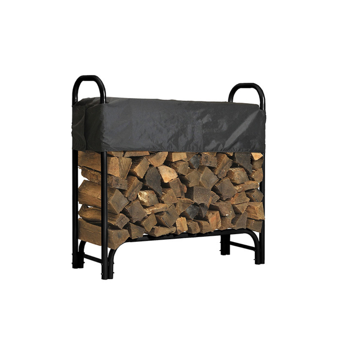 SensaHome - Firewood Storage Rack with Cover - Firewood Rack - Firewood Storage - Outdoor or Indoor - 126x39.3x118 - Black