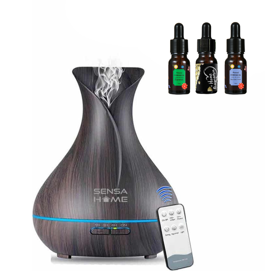 SensaHome ZEN400 Aromadiffusor – inklusive 3 Flaschen ätherischer Öle (schwarz)