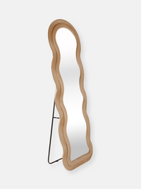 Wavy standing mirror Clara with suede velvet upholstery
