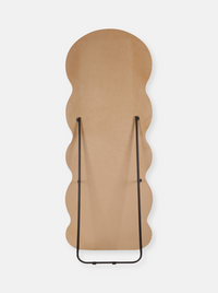Wavy standing mirror Clara with suede velvet upholstery
