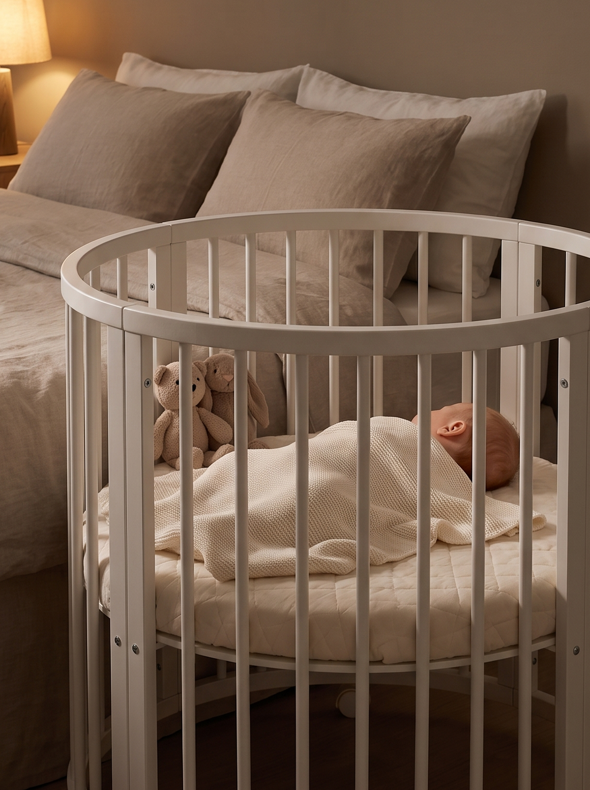 Round playpen Lenny with mattress white 92x92 cm