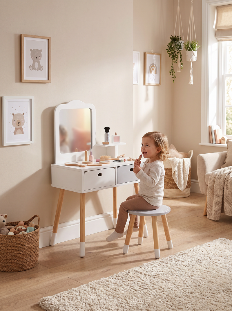 Houten Montessori kaptafelset voor kinderen