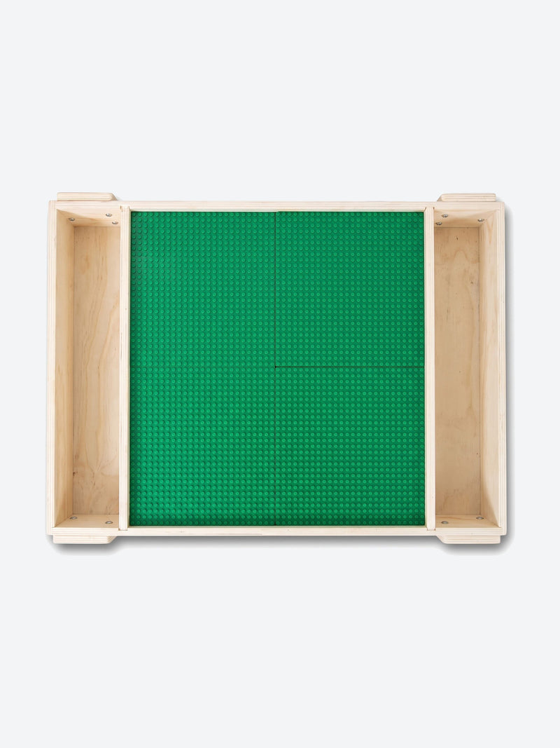 Children's play table with building plate