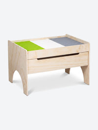 Children's play table with building plate and storage drawer