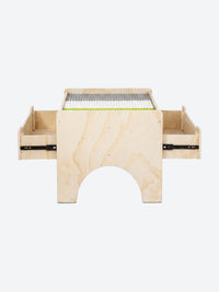 Children's play table with building plate and storage drawer