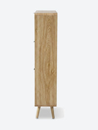 Tall Japandi shoe cabinet with rounded corners